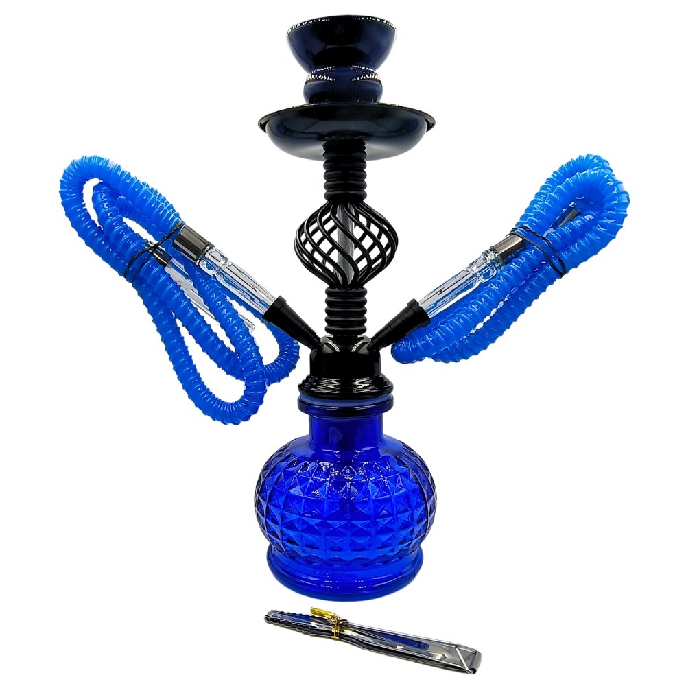 Hookah 2 Mangueras 30cm Azul De Vidrio Shisha Narguile