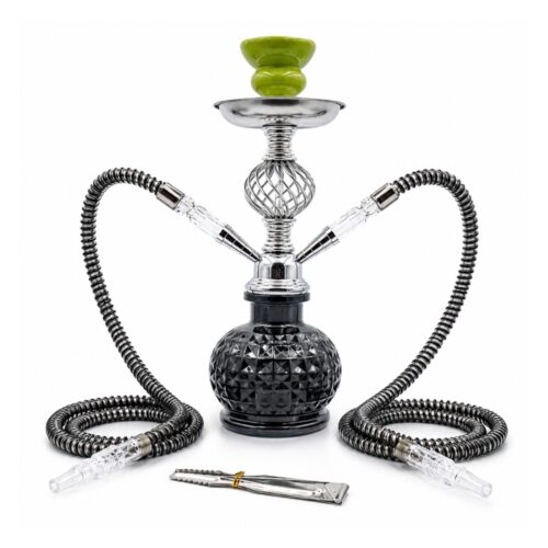 Hookah 2 Mangueras 35cm Negro De Vidrio Shisha Narguile