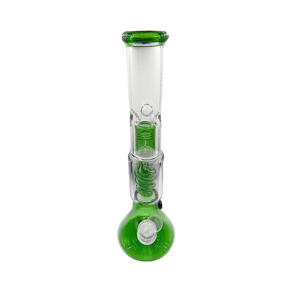 Bong Gigante Con Doble Percolador Resorte Green 35cm