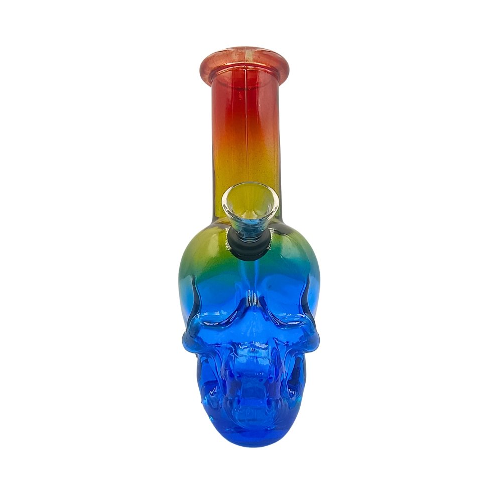 Bong Calavera De Vidrio Grueso Multicolor 15cm