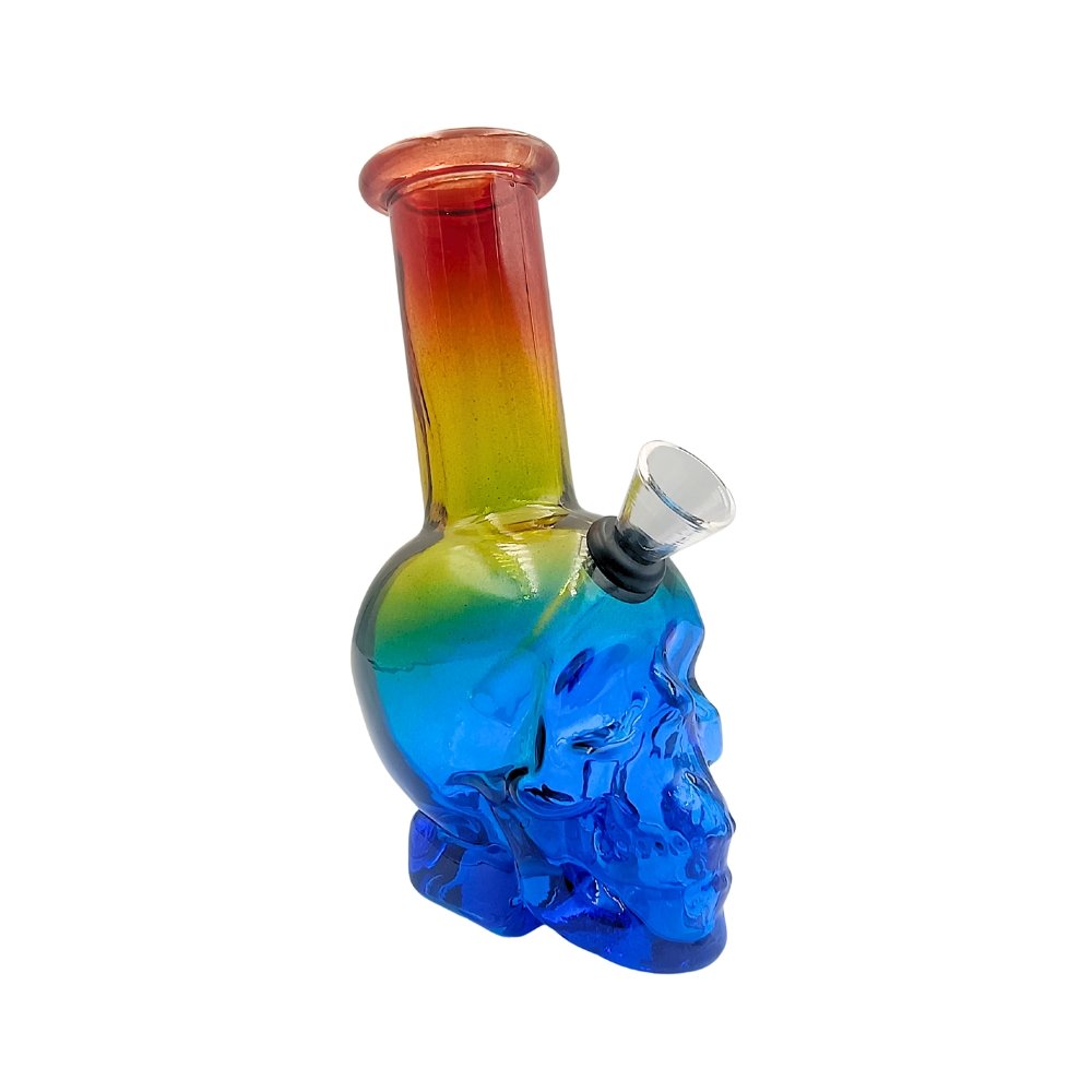 Bong Calavera De Vidrio Grueso Multicolor 15cm