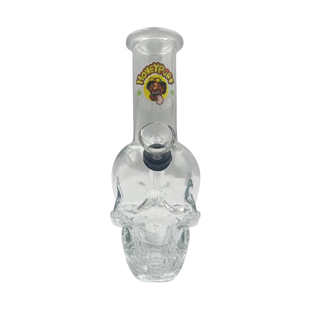 Bong Calavera De Vidrio Grueso Multicolor 15cm