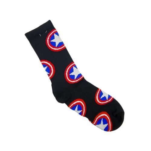 Medias Largas Con Diseño Capitan America Black