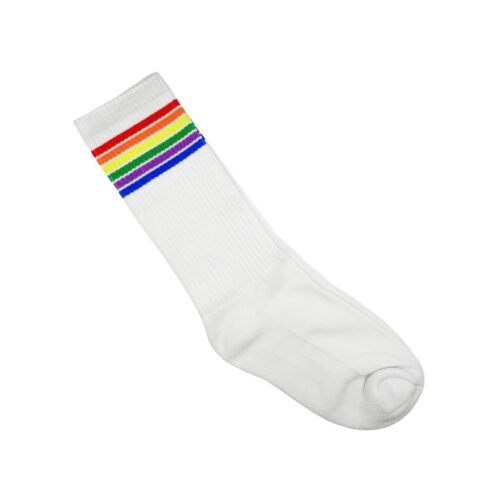 Medias Largas Con Diseño Rainbow White