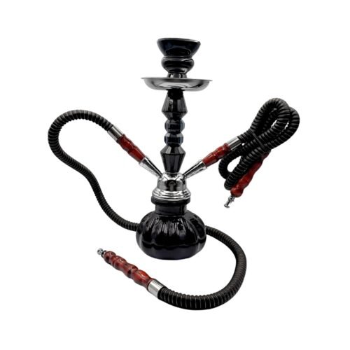 Hookah 2 Mangueras 30cm Negro De Vidrio Shisha Narguile
