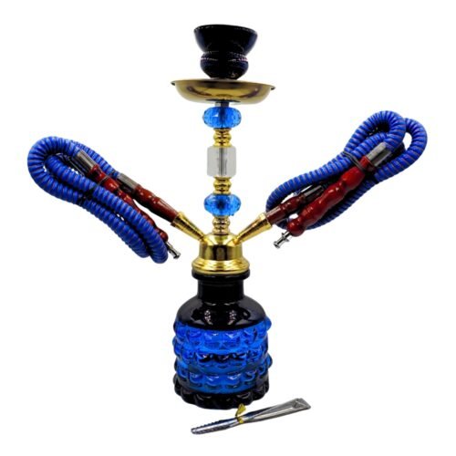 Hookah 2 Mangueras 35cm Azul De Vidrio Shisha Narguile