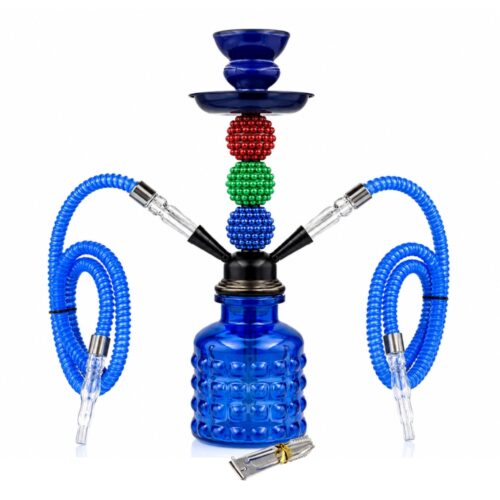 Hookah 2 Mangueras 35cm Pearl Azul De Vidrio Shisha Narguile