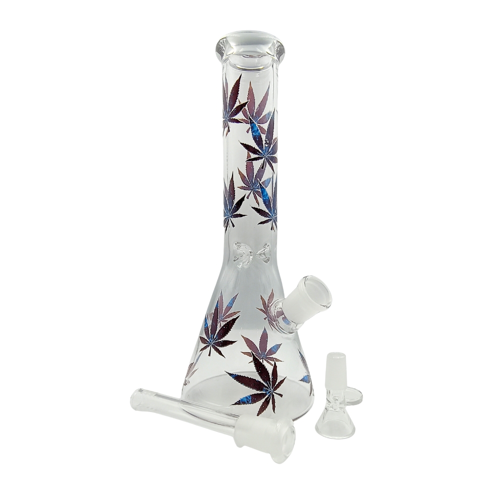 Bong Beaker Hojas Con Hielera 26cm