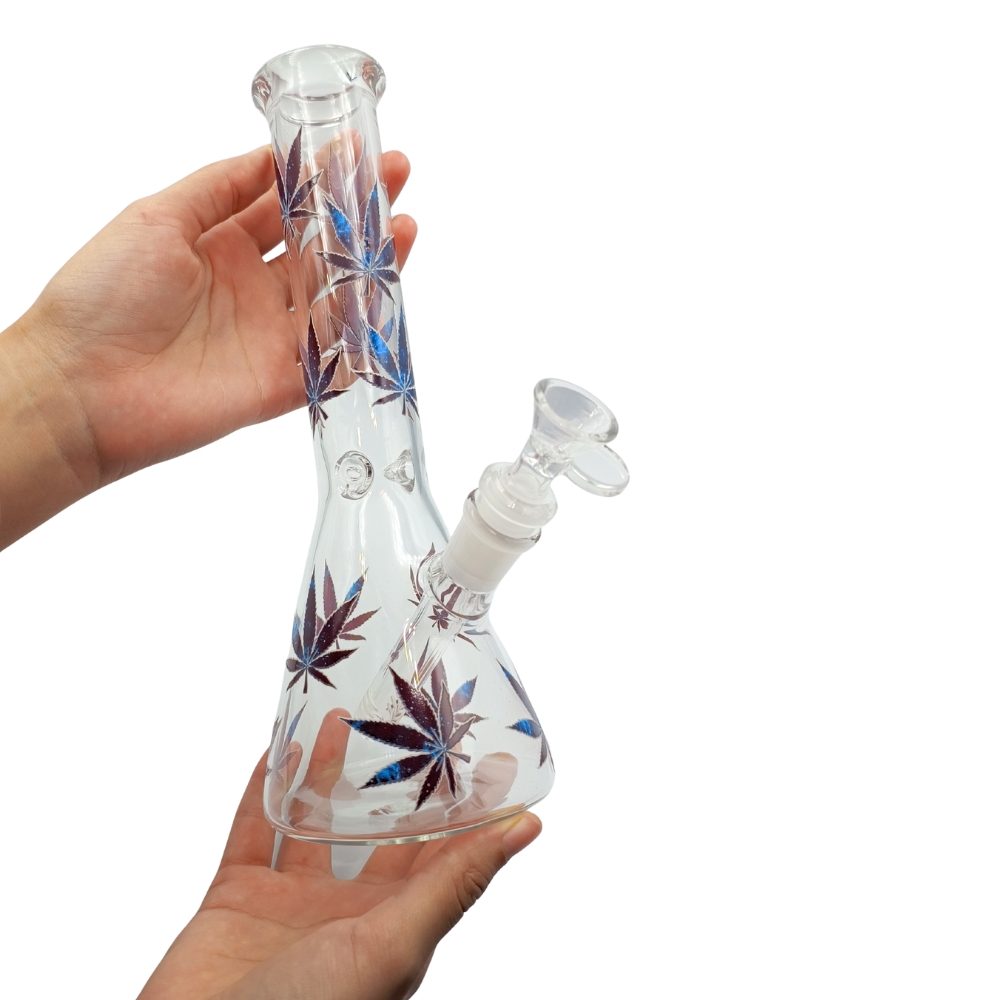 Bong Beaker Hojas Con Hielera 26cm
