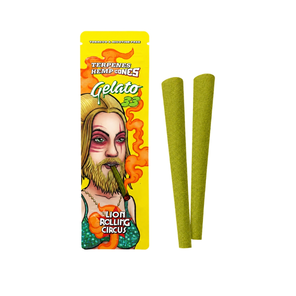 Terpenes Hemp Cones Gelato 33 X2 | Lion Rolling Circus