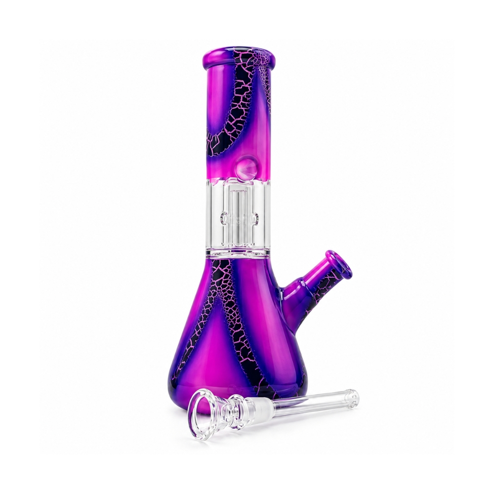 Bong De Vidrio Con Hielera Y Percolador 20cm Purpura Bong De Vidrio Con Hielera Y Percolador 20cm Purpura