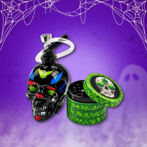 🎃 Promo Halloween Pipa De Agua Catrina + Grinder 60 Mm 💀