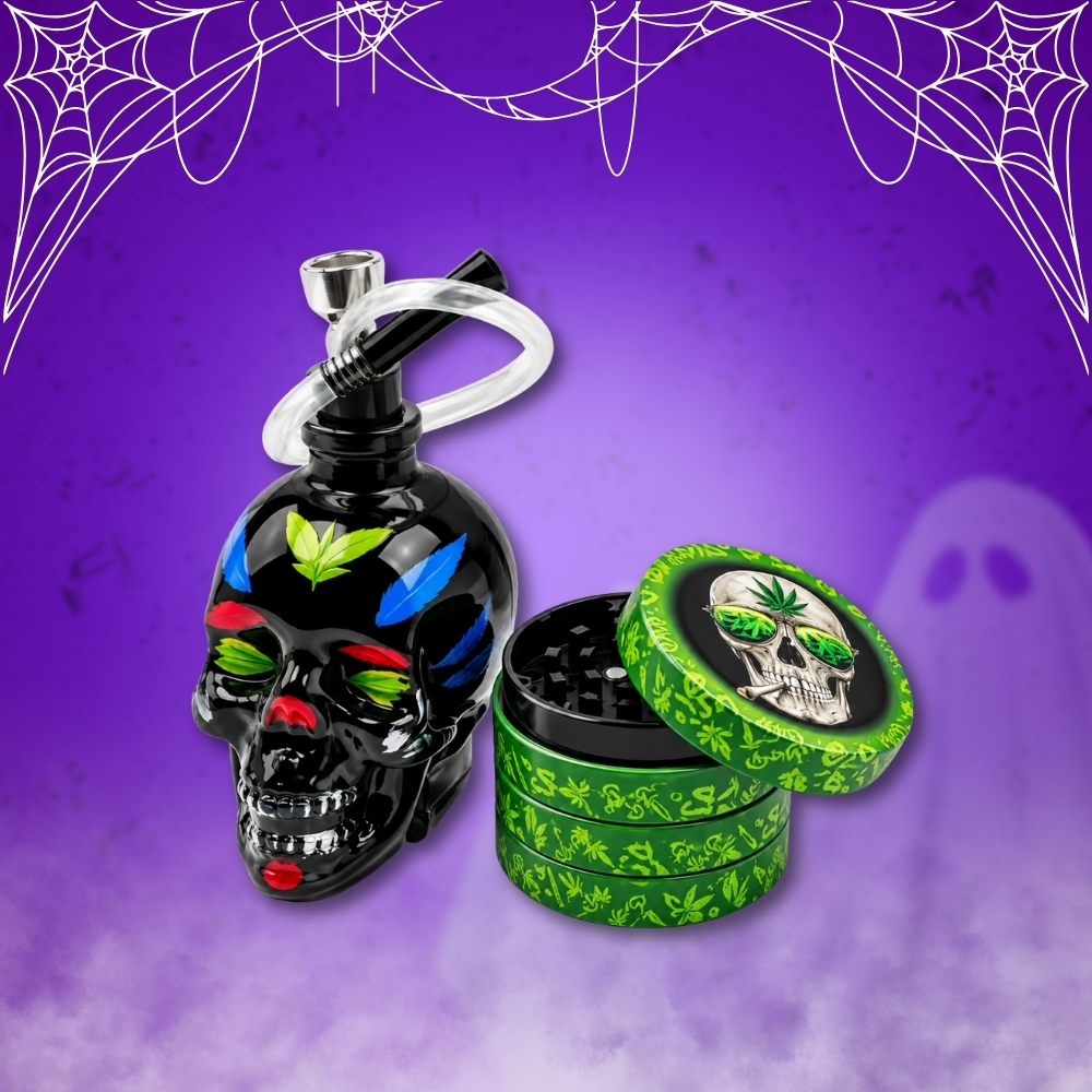 🎃 Promo Halloween Pipa De Agua Catrina + Grinder 60 Mm 💀