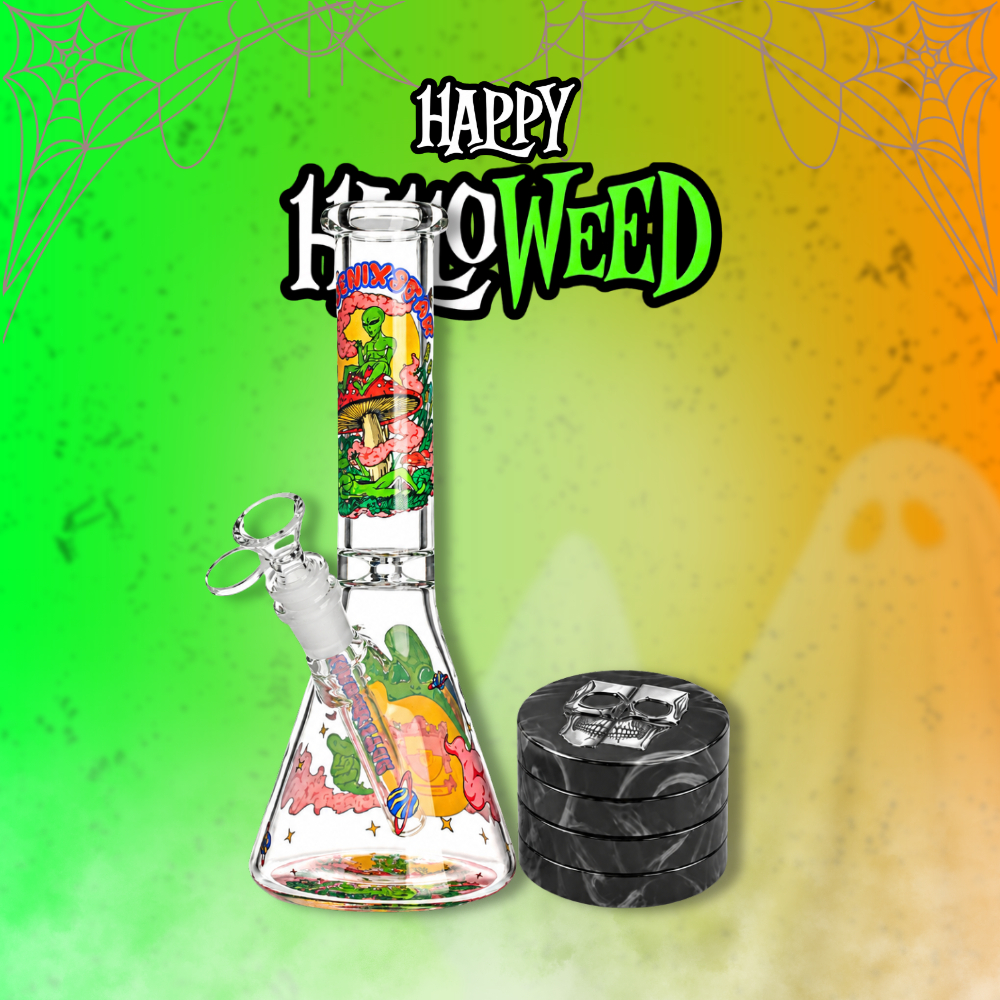 🎃 Promo Halloween Bong Con Hielera Alien 25cm + Grinder 60mm 👻